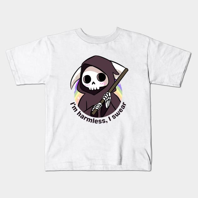 Cute funny grim reaper Kids T-Shirt by Yarafantasyart